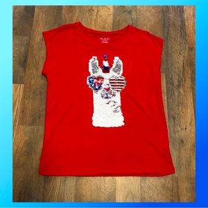 Girls Red July 4th Tee.